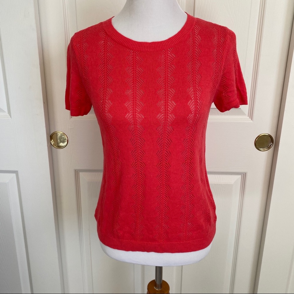 Halogen Coral‎ Linen Blend Lightweight Knit Top Size Small